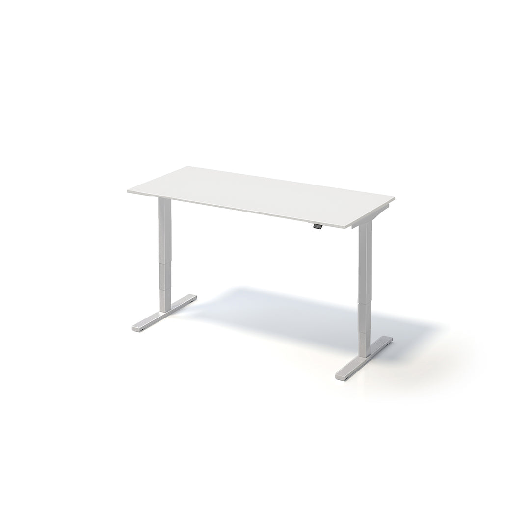 Varia Schreibtisch Single | B 1400 | Gestell Silber | Platte Weiß