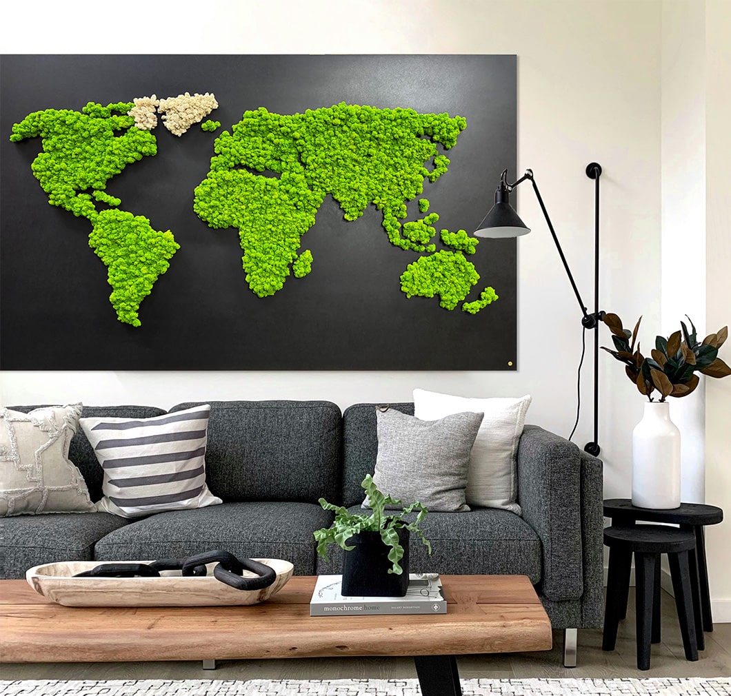Moosbild "Weltkarte"
