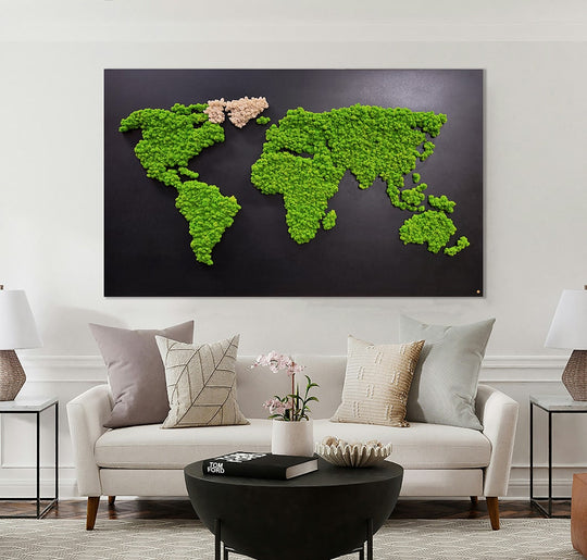 Moosbild "Weltkarte"