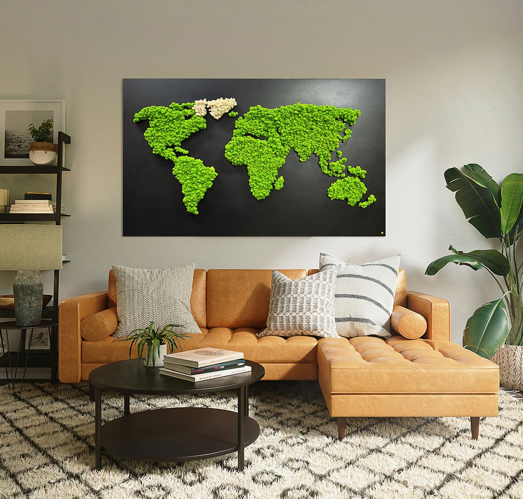 Moosbild "Weltkarte"