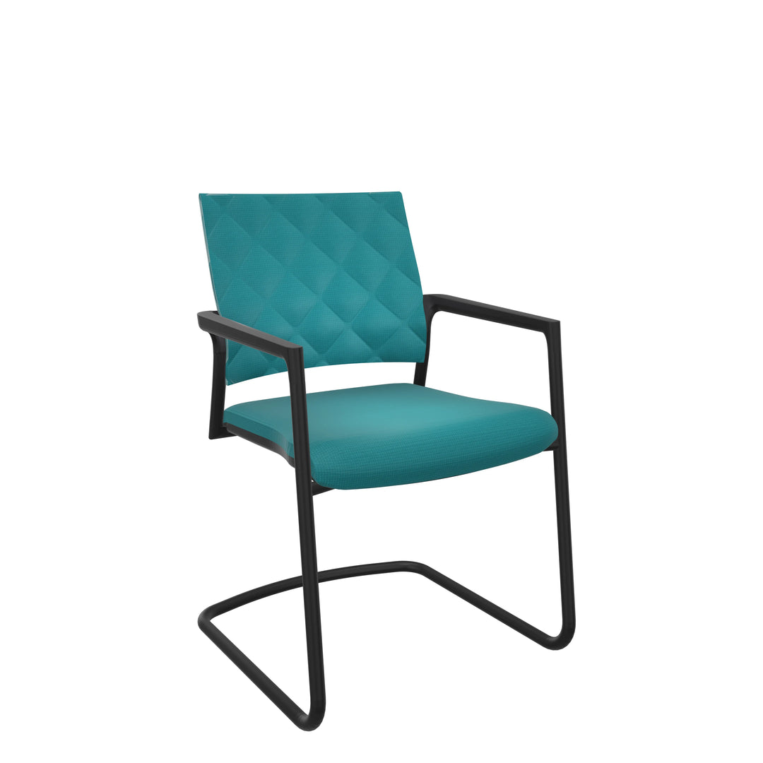 Konferenzstuhl Freischwinger in Grün: Klöber Mera Diamond - Schwingstuhl mit Armlehne