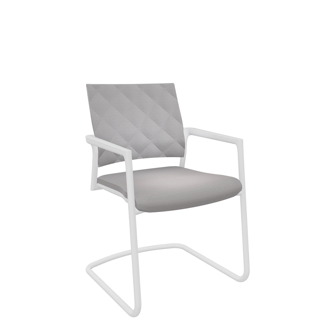 Konferenzstuhl Freischwinger in Grau-Weiß Klöber Mera Diamond - Schwingstuhl mit Armlehne