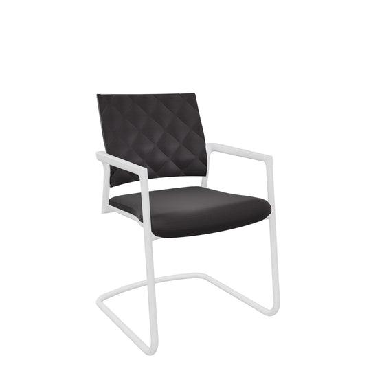 Konferenzstuhl Freischwinger in Schwarz-Weiß: Klöber Mera Diamond - Schwingstuhl mit Armlehne