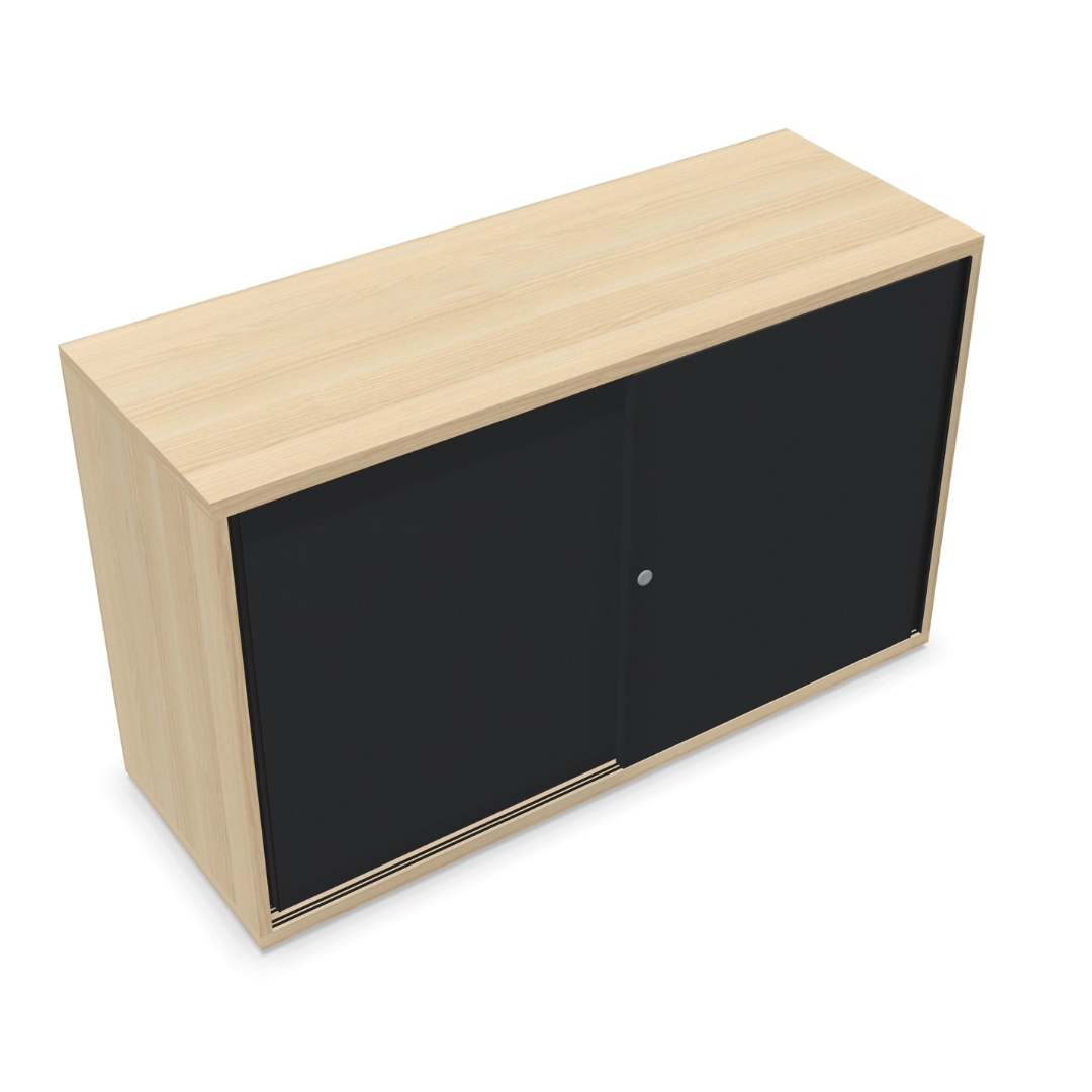 workwell-sedus-grand-slam-schiebetuerenschrank-2oh-front-graphitschwarz-korpus-esche-hell