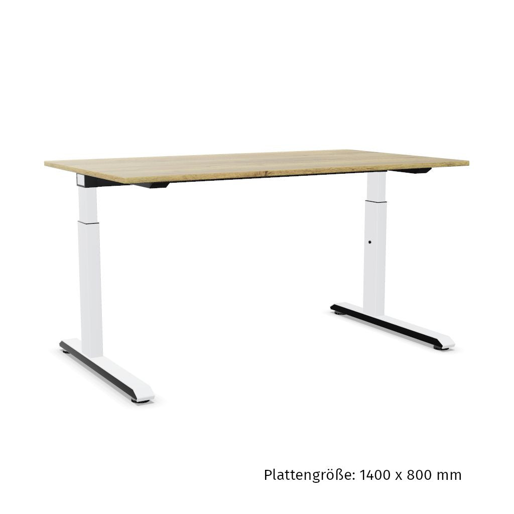 Workwell Sedus temptation c Schreibtisch mit Tischplatte likewood eiche und Gestell weiss, elektromotorisch hoehenverstellbar