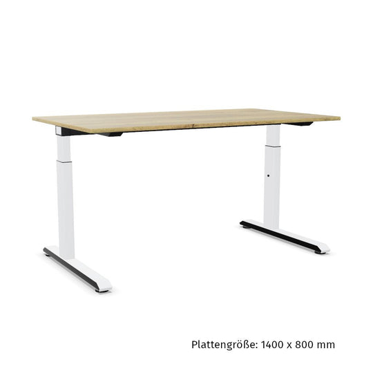 Workwell Sedus temptation c Schreibtisch mit Tischplatte likewood eiche und Gestell weiss, elektromotorisch hoehenverstellbar