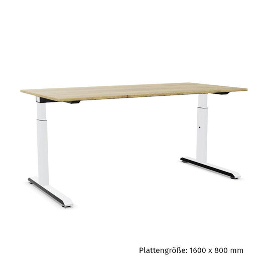 Workwell Sedus temptation c Schreibtisch mit Tischplatte likewood eiche und Gestell weiss, elektromotorisch hoehenverstellbar