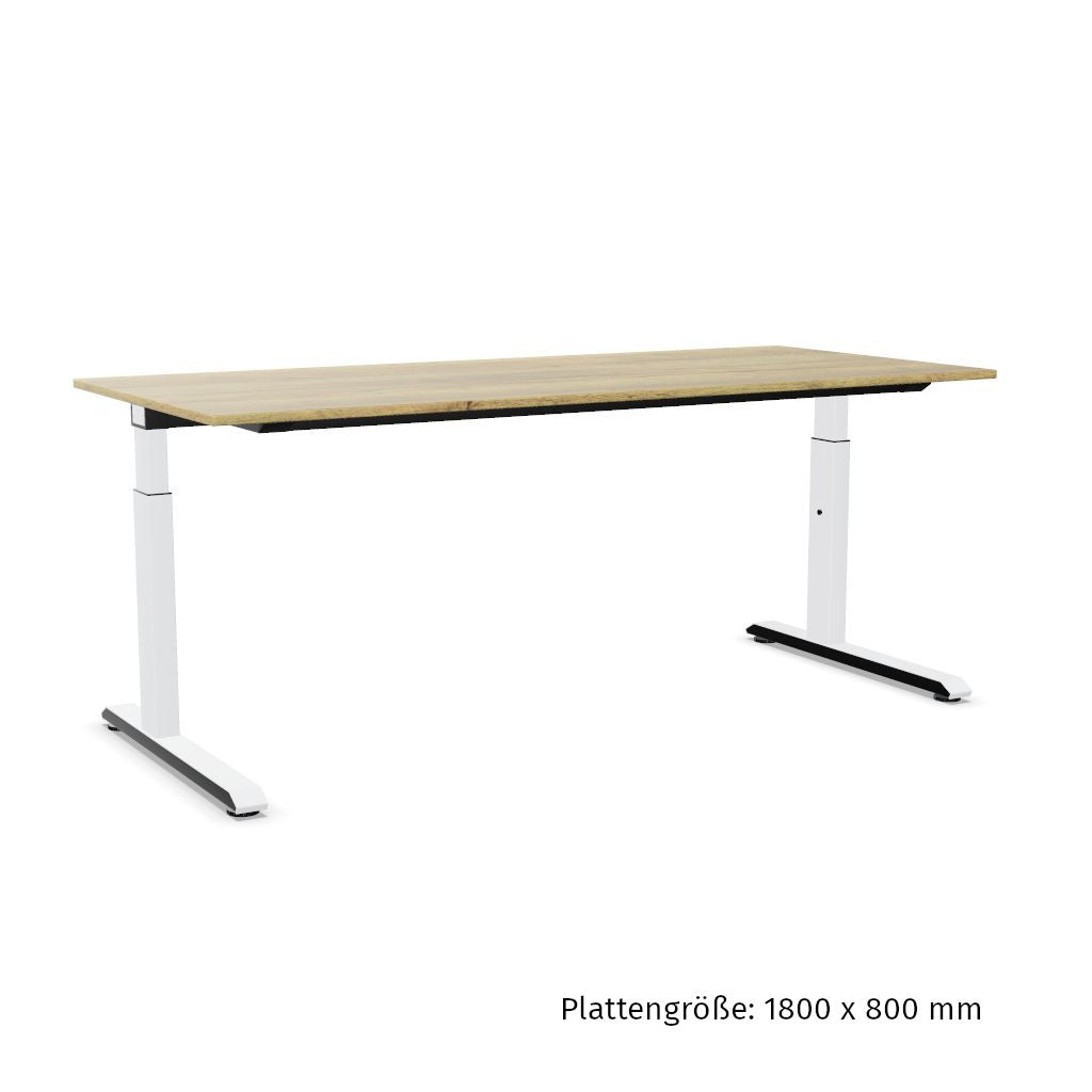 Workwell Sedus temptation c Schreibtisch mit Tischplatte likewood eiche und Gestell weiss, elektromotorisch hoehenverstellbar