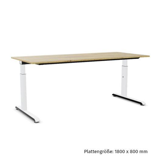 Workwell Sedus temptation c Schreibtisch mit Tischplatte likewood eiche und Gestell weiss, elektromotorisch hoehenverstellbar