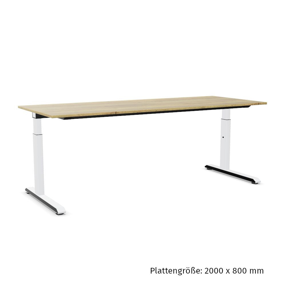 Workwell Sedus temptation c Schreibtisch mit Tischplatte likewood eiche und Gestell weiss, elektromotorisch hoehenverstellbar