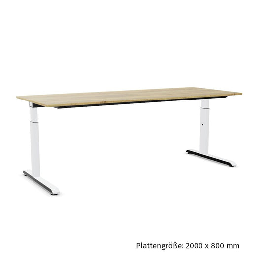 Workwell Sedus temptation c Schreibtisch mit Tischplatte likewood eiche und Gestell weiss, elektromotorisch hoehenverstellbar