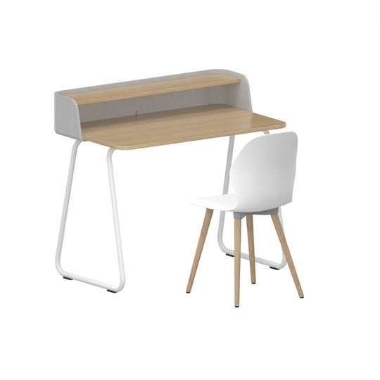 Workwell Sedus Home-Office Set 1 mit Vierfussstuhl se:spot weiss mit Holzgestell Eiche und Tisch secretair home mit Gestell weiss und Plattenfarbe Eiche