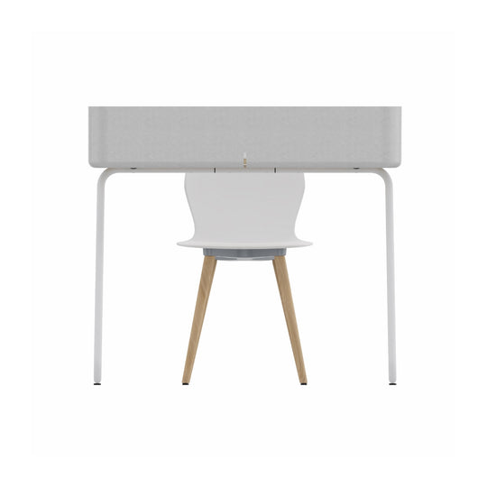 Workwell Sedus Home-Office Set 1 mit Vierfussstuhl se:spot weiss mit Holzgestell Eiche und Tisch secretair home mit Gestell weiss und Plattenfarbe Eiche