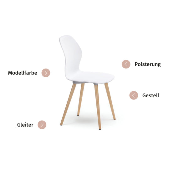 Workwell Sedus Vierfussstuhl se:spot weiss mit Holzgestell Eiche