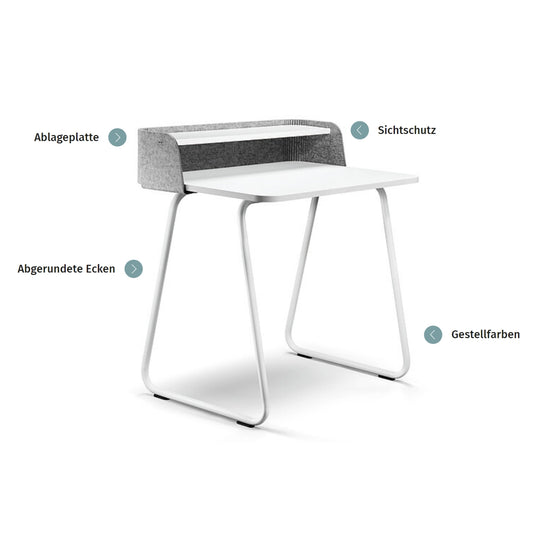 Workwell Sedus Tisch secretair home mit Gestell weiss und Plattenfarbe purweiss