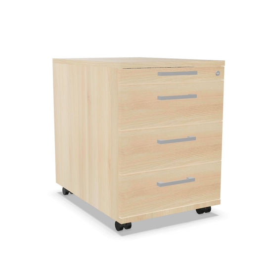 Workwell Sedus Rollcontainer mit Front akazie und Korpus akazie mit Buegelgriff und Rollen