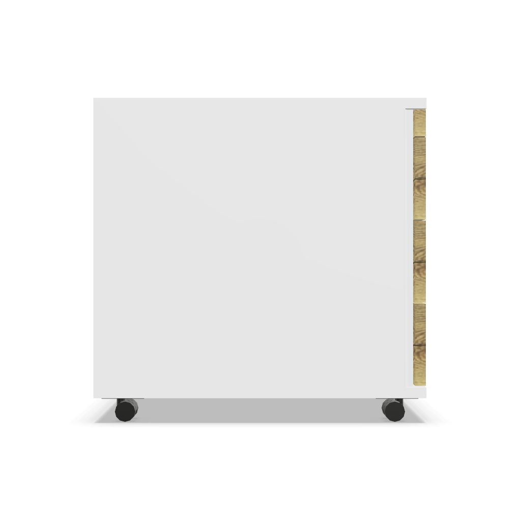 Workwell Sedus Rollcontainer mit Front likewood eiche und Korpus weiss mit Griffleiste und Rollen