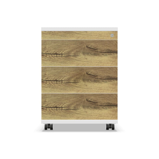 Workwell Sedus Rollcontainer mit Front likewood eiche und Korpus weiss mit Griffleiste und Rollen