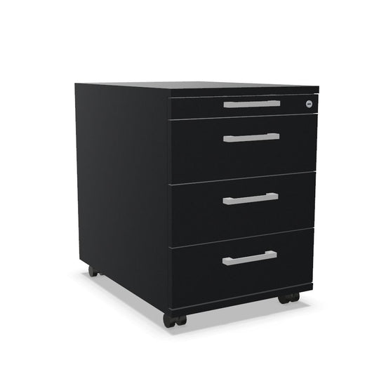 Workwell Sedus Rollcontainer mit Front schwarz und Korpus schwarz mit Buegelgriff und Rollen