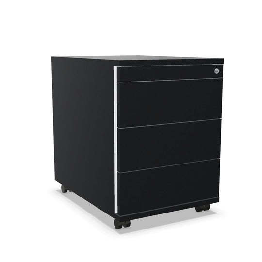 Workwell Sedus Rollcontainer mit Front schwarz und Korpus schwarz mit Griffleiste und Rollen