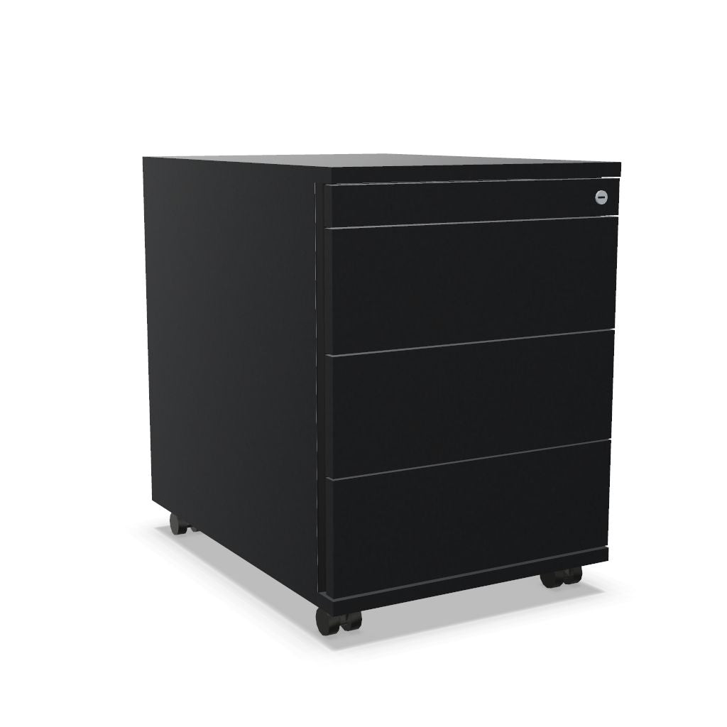 Workwell Sedus Rollcontainer mit Front schwarz und Korpus schwarz mit Griffleiste und Rollen