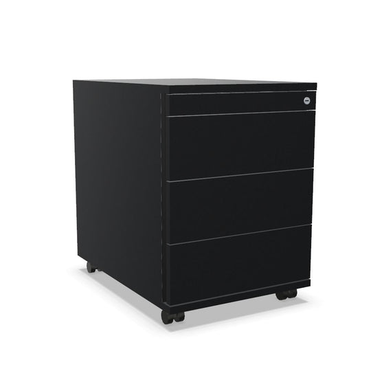 Workwell Sedus Rollcontainer mit Front schwarz und Korpus schwarz mit Griffleiste und Rollen