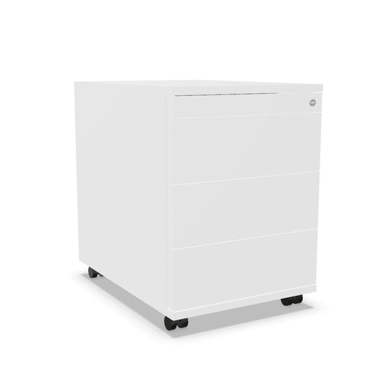 Workwell Sedus Rollcontainer mit Front weiss und Korpus weiss mit Griffleiste und Rollen