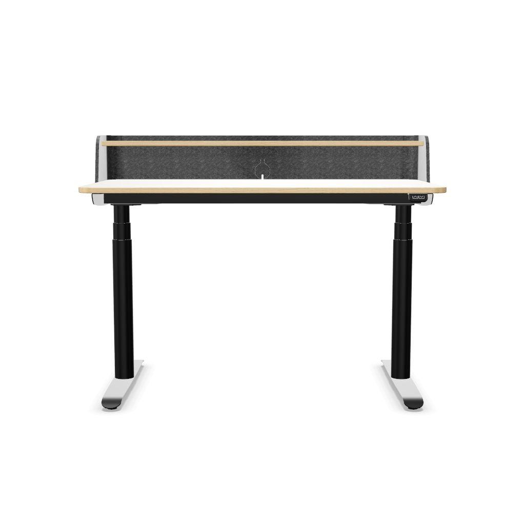 Workwell Sedus sedesk se desk home Schreibtisch mit Tischplatte eiche, Gestell schwarz und Filz Rueckwand, elektromotorisch hoehenverstellbar