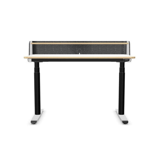 Workwell Sedus sedesk se desk home Schreibtisch mit Tischplatte eiche, Gestell schwarz und Filz Rueckwand, elektromotorisch hoehenverstellbar