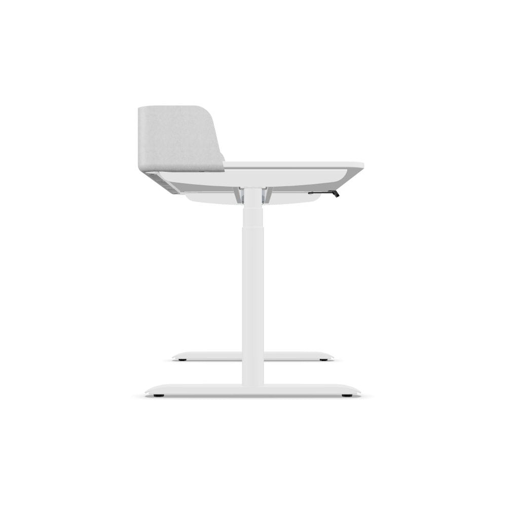 Workwell Sedus sedesk se desk home Schreibtisch mit Tischplatte reinweiss, Gestell purweiss und Filz Rueckwand, elektromotorisch hoehenverstellbar