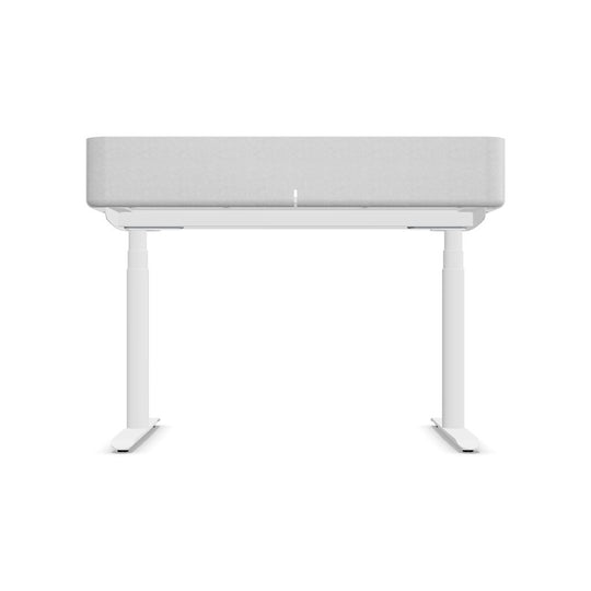 Workwell Sedus sedesk se desk home Schreibtisch mit Tischplatte reinweiss, Gestell purweiss und Filz Rueckwand, elektromotorisch hoehenverstellbar