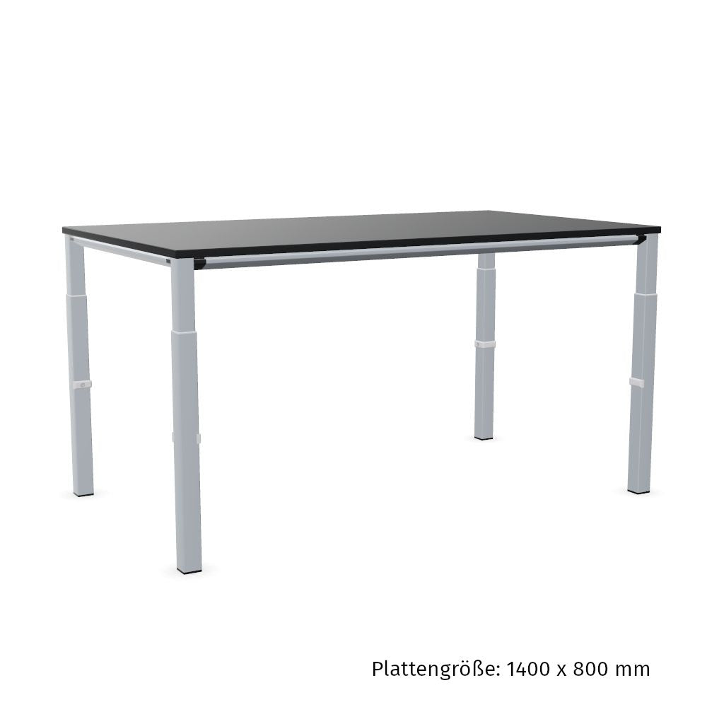 Workwell Sedus temptation four Schreibtisch mit Tischplatte graphitschwarz und Gestell weissaluminium, hoehenverstellbar