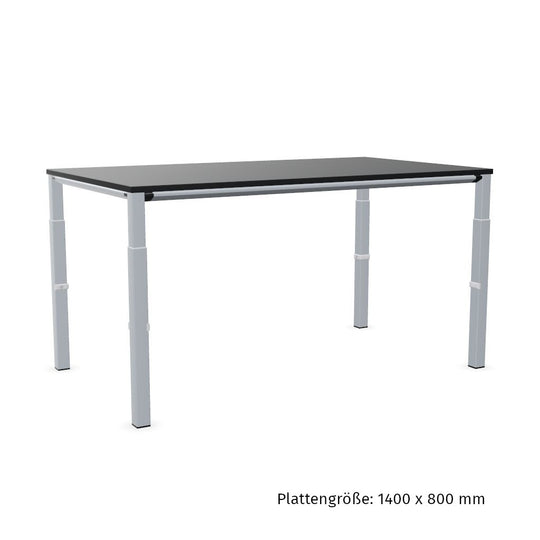 Workwell Sedus temptation four Schreibtisch mit Tischplatte graphitschwarz und Gestell weissaluminium, hoehenverstellbar