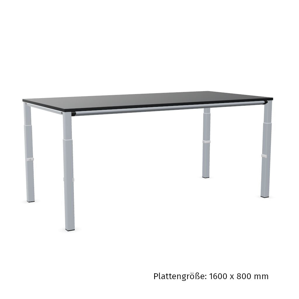 Workwell Sedus temptation four Schreibtisch mit Tischplatte graphitschwarz und Gestell weissaluminium, hoehenverstellbar