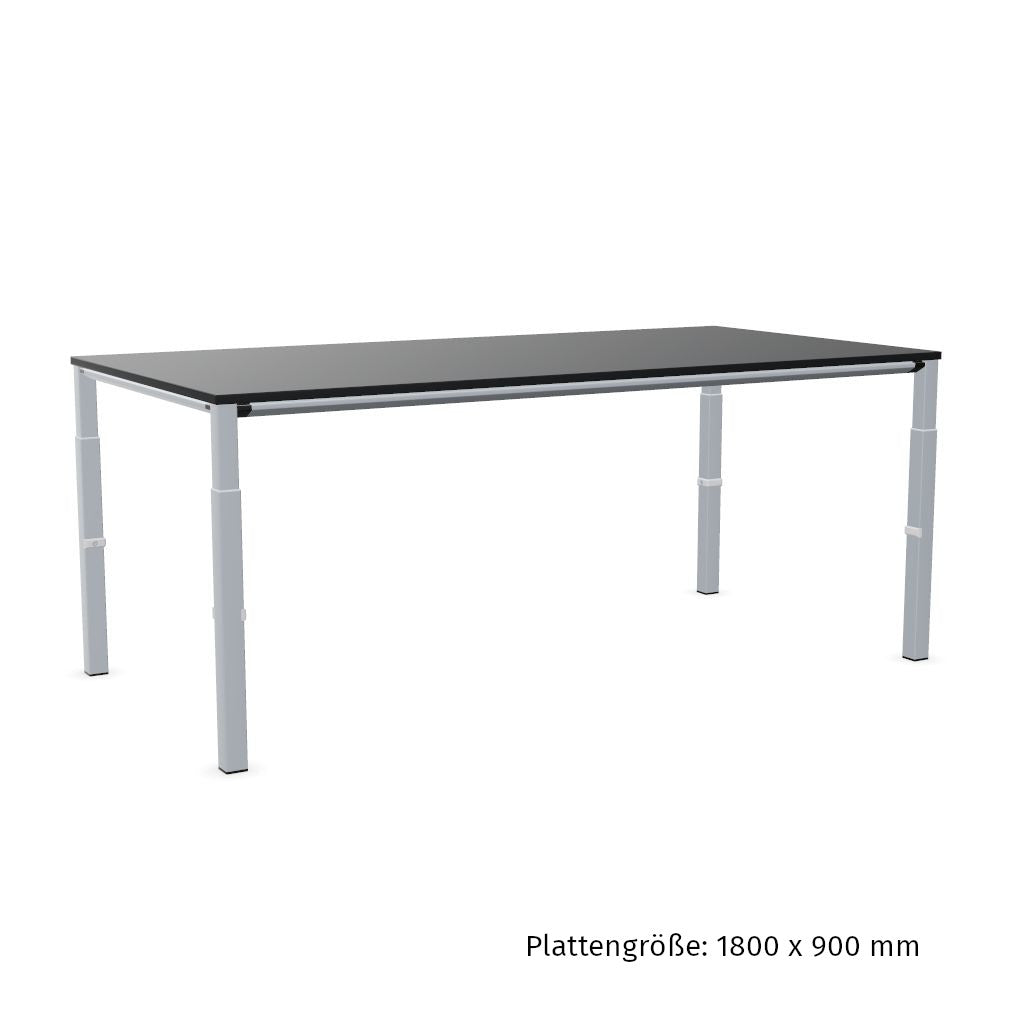 Workwell Sedus temptation four Schreibtisch mit Tischplatte graphitschwarz und Gestell weissaluminium, hoehenverstellbar