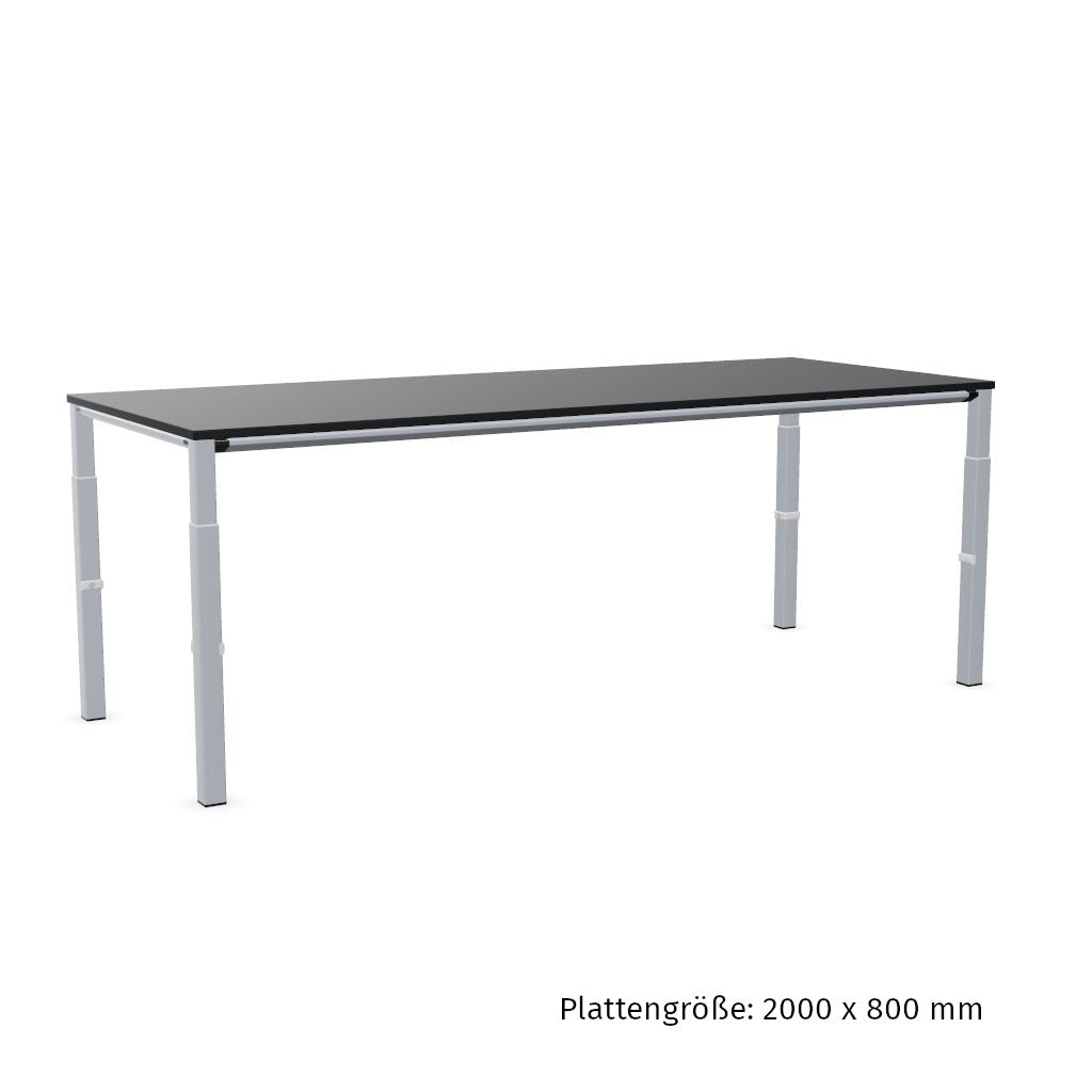 Workwell Sedus temptation four Schreibtisch mit Tischplatte graphitschwarz und Gestell weissaluminium, hoehenverstellbar