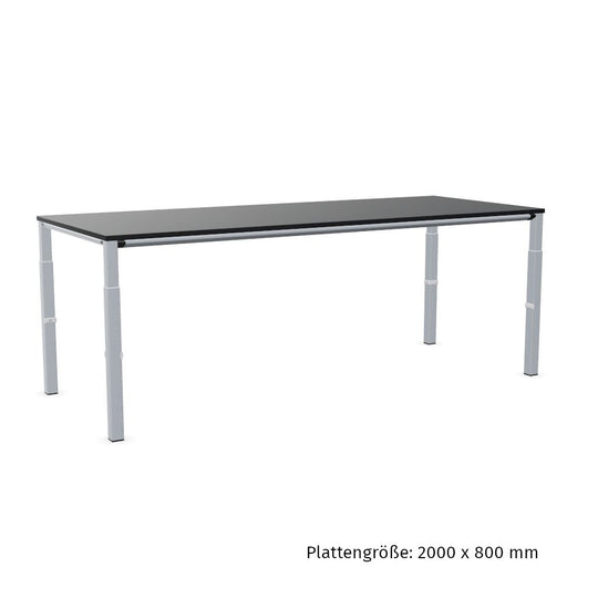 Workwell Sedus temptation four Schreibtisch mit Tischplatte graphitschwarz und Gestell weissaluminium, hoehenverstellbar