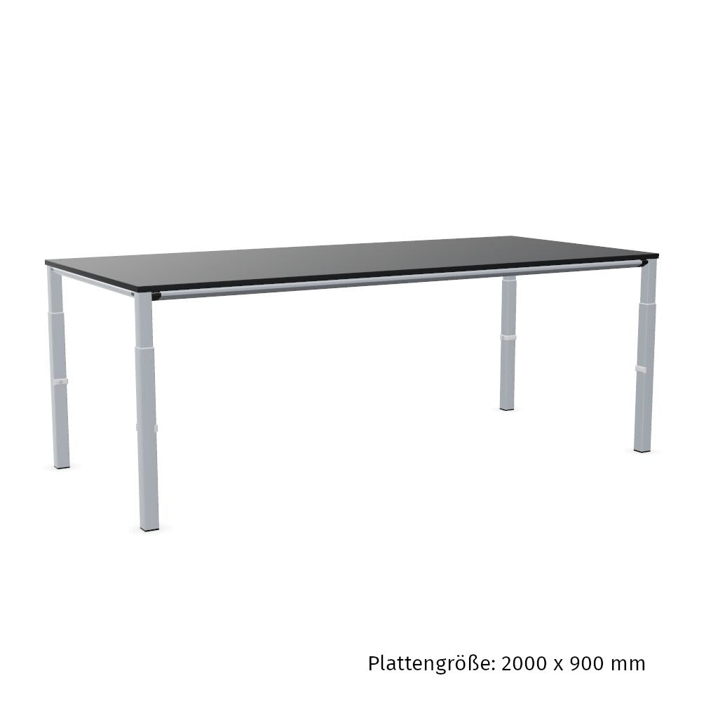 Workwell Sedus temptation four Schreibtisch mit Tischplatte graphitschwarz und Gestell weissaluminium, hoehenverstellbar