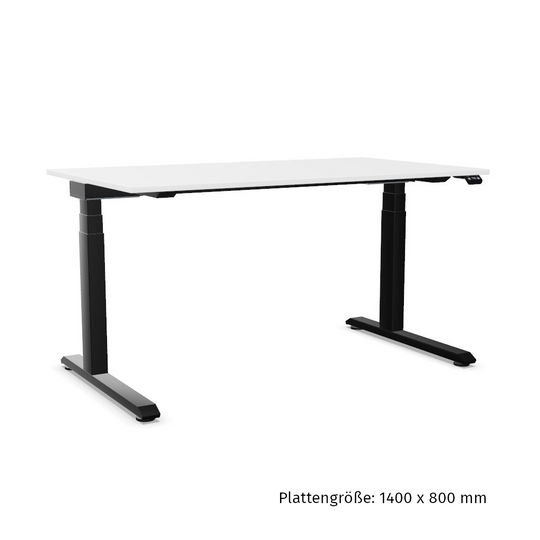 Workwell Sedus temptation speed Schreibtisch mit Tischplatte reinweiss und Gestell schwarz, elektromotorisch hoehenverstellbar