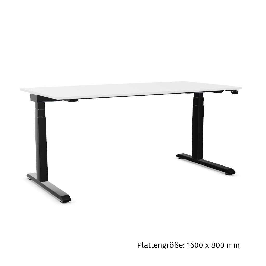 Workwell Sedus temptation speed Schreibtisch mit Tischplatte reinweiss und Gestell schwarz, elektromotorisch hoehenverstellbar