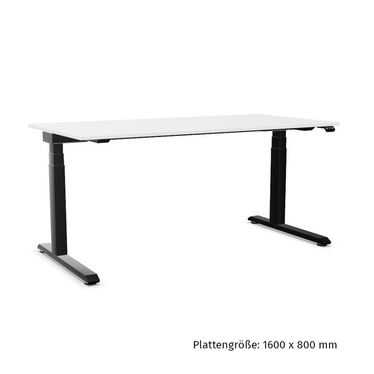 Workwell Sedus temptation speed Schreibtisch mit Tischplatte reinweiss und Gestell schwarz, elektromotorisch hoehenverstellbar