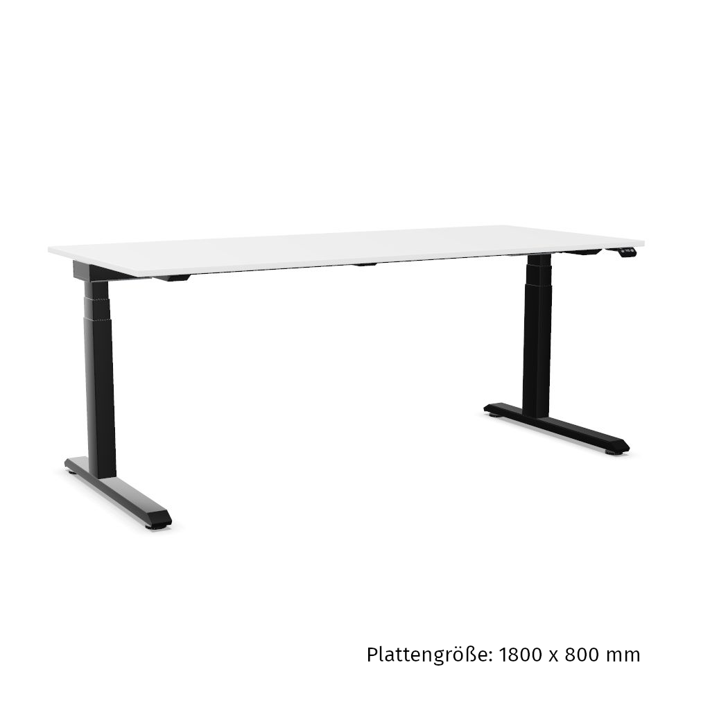 Workwell Sedus temptation speed Schreibtisch mit Tischplatte reinweiss und Gestell schwarz, elektromotorisch hoehenverstellbar