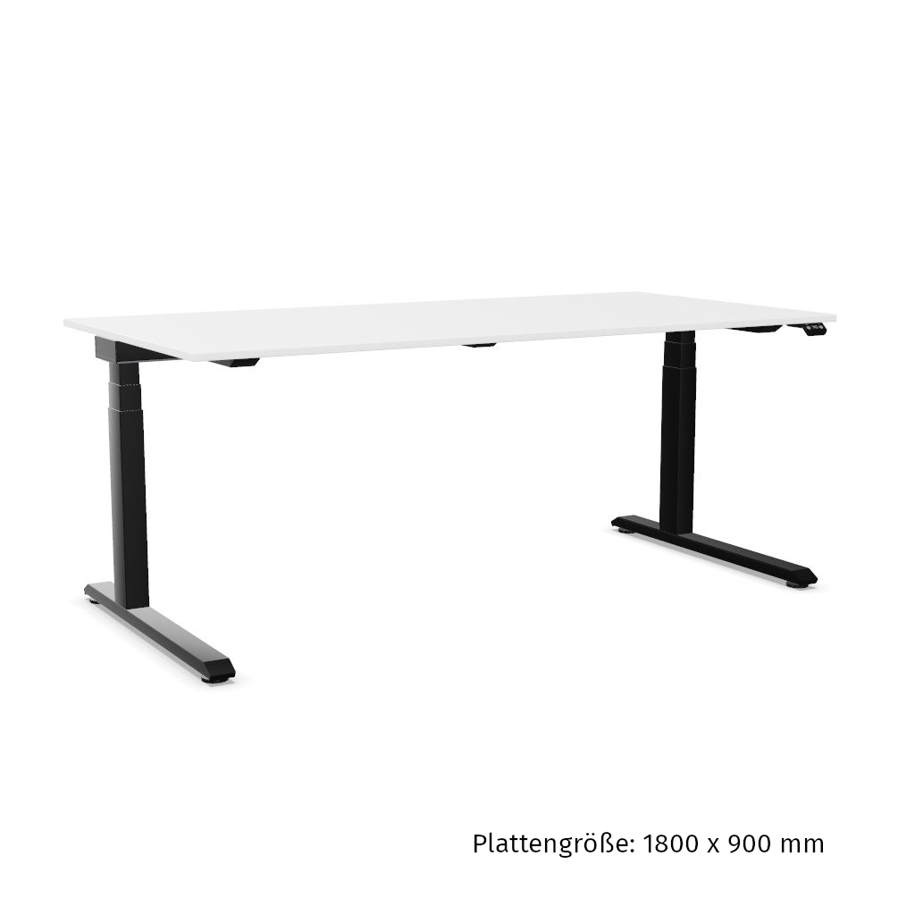 Workwell Sedus temptation speed Schreibtisch mit Tischplatte reinweiss und Gestell schwarz, elektromotorisch hoehenverstellbar
