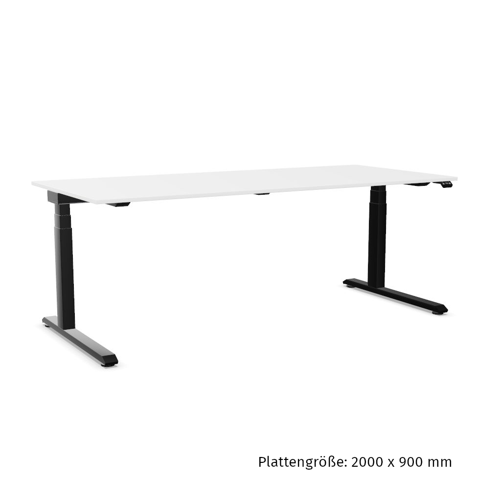 Workwell Sedus temptation speed Schreibtisch mit Tischplatte reinweiss und Gestell schwarz, elektromotorisch hoehenverstellbar