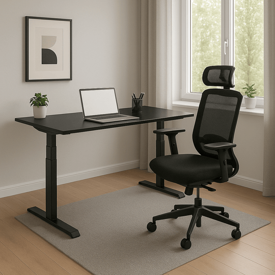 MOCASA MO Six (160x80cm, Schwarz): Kratzfester, elektrisch höhenverstellbarer Schreibtisch. Made in Germany.