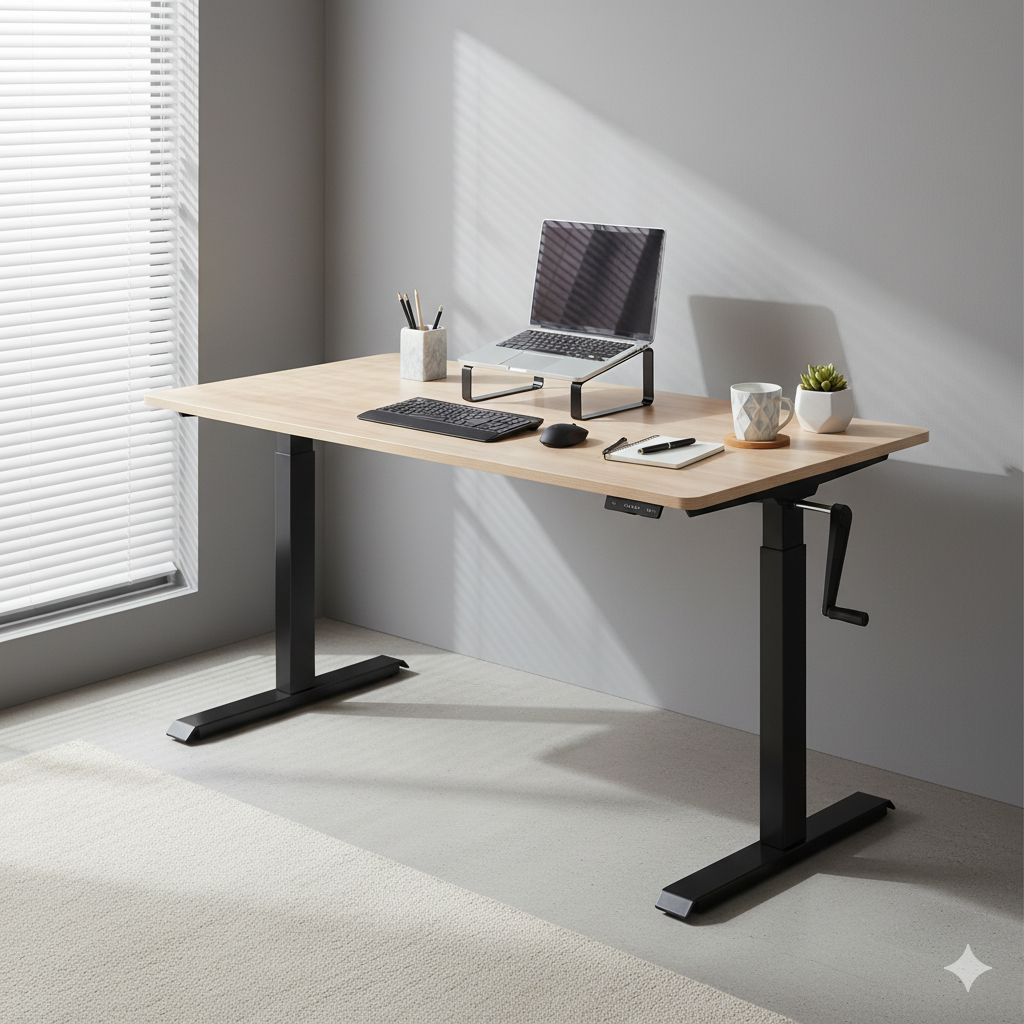 MO Casa Steh-Sitz-Schreibtisch Mo One Plus höhenverstellbar per Kurbel - 70 kg Maximalbelastung