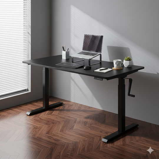 MO Casa Steh-Sitz-Schreibtisch Mo One Plus höhenverstellbar per Kurbel - 70 kg Maximalbelastung