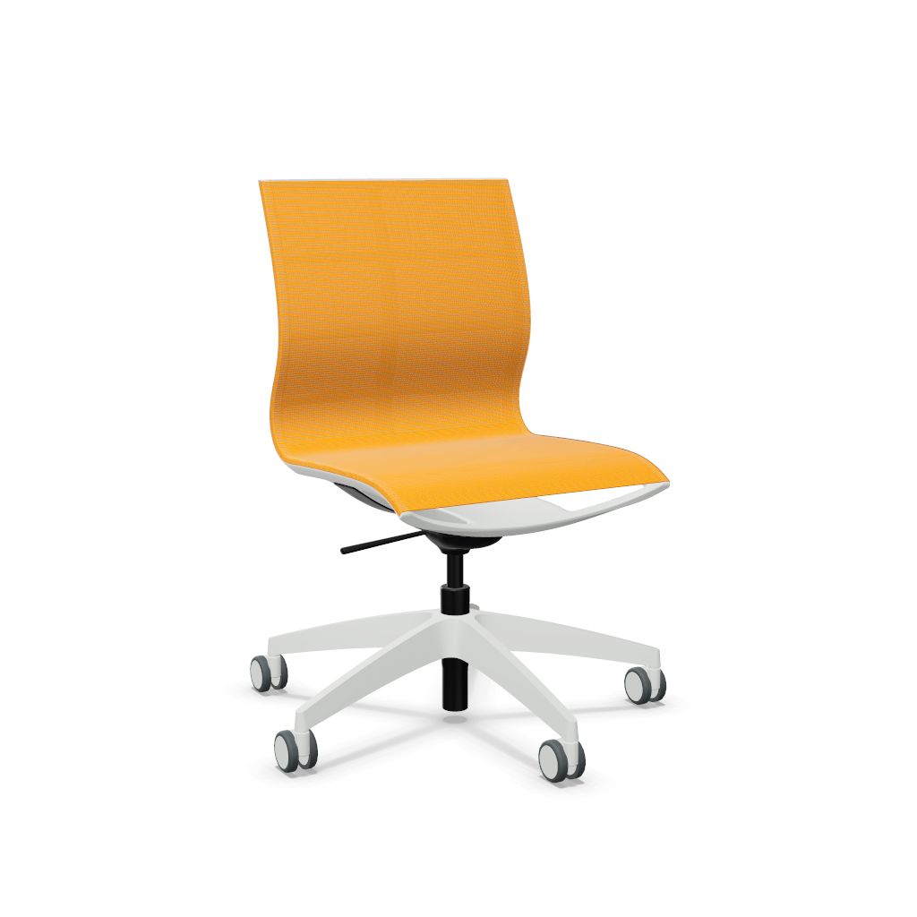 Workwell Sedus sejoy se joy Drehstuhl mit Sitz und Ruecken mit Membran orange und Gestell lichtgrau