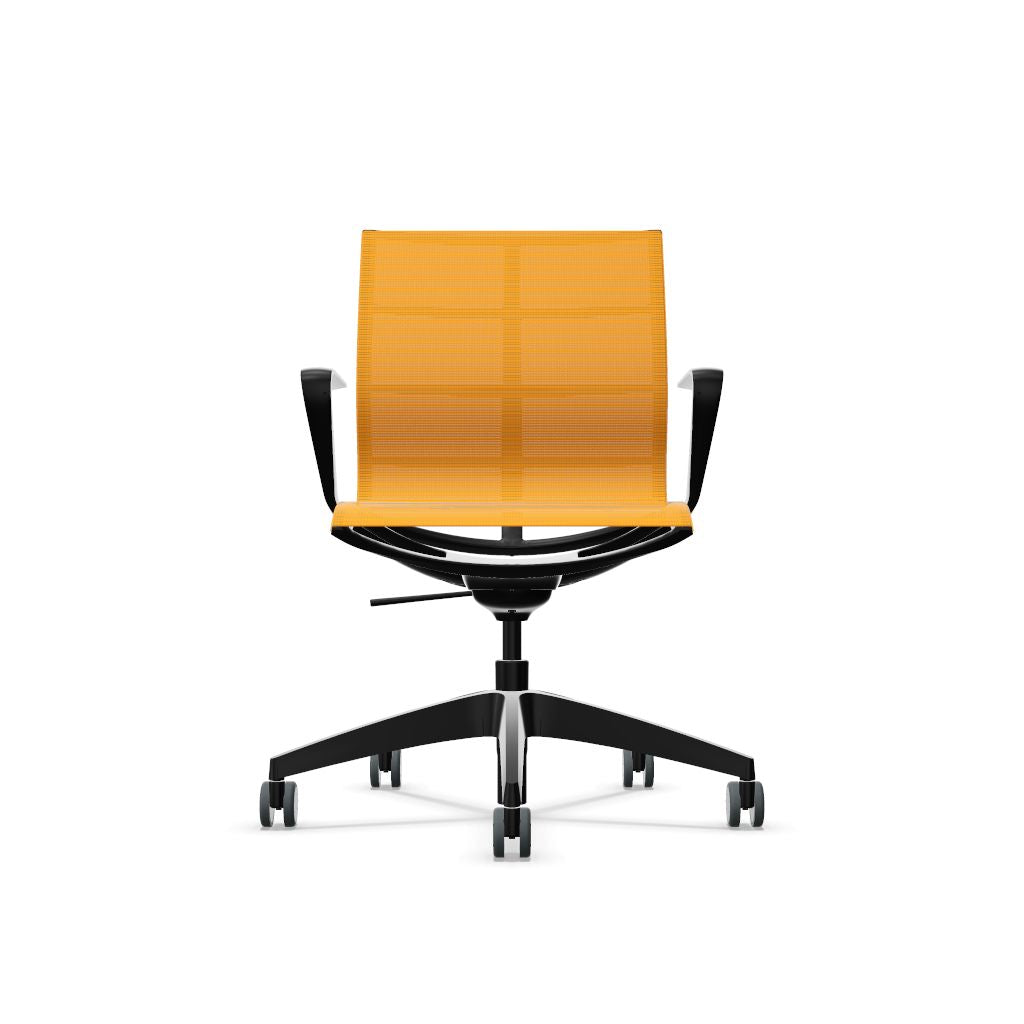 Workwell Sedus sejoy se joy Drehstuhl mit Sitz und Ruecken mit Membran orange und Gestell schwarz inklusive Armlehnen