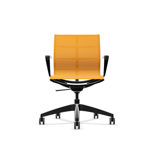 Workwell Sedus sejoy se joy Drehstuhl mit Sitz und Ruecken mit Membran orange und Gestell schwarz inklusive Armlehnen